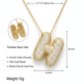 Bubble pave initial necklace - 18k gold plated