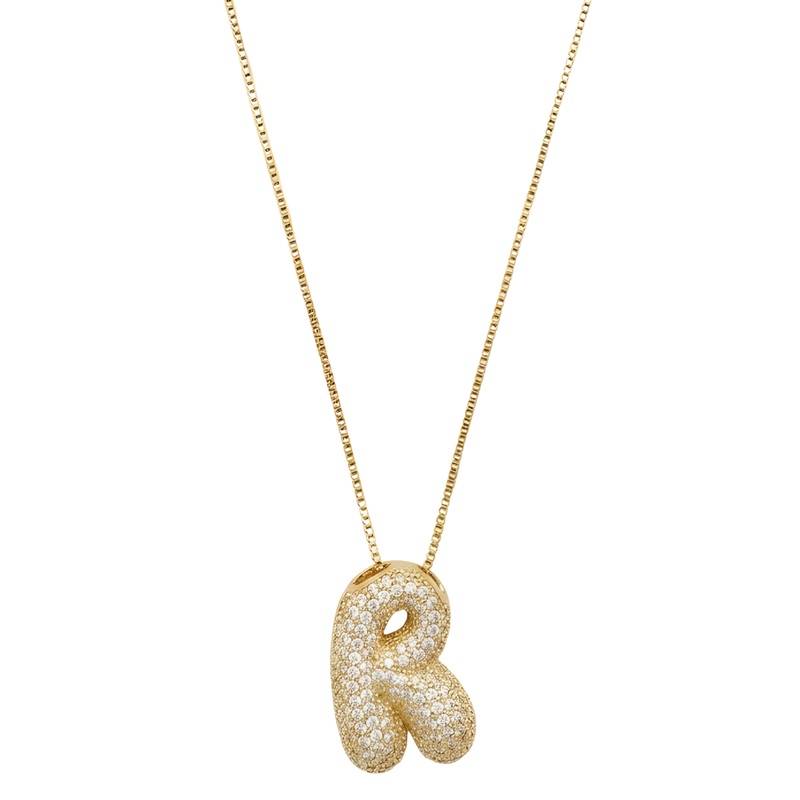 Bubble pave initial necklace - 18k gold plated R