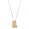 Bubble pave initial necklace - 18k gold plated