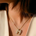 Bubble pave initial necklace - 18k gold plated
