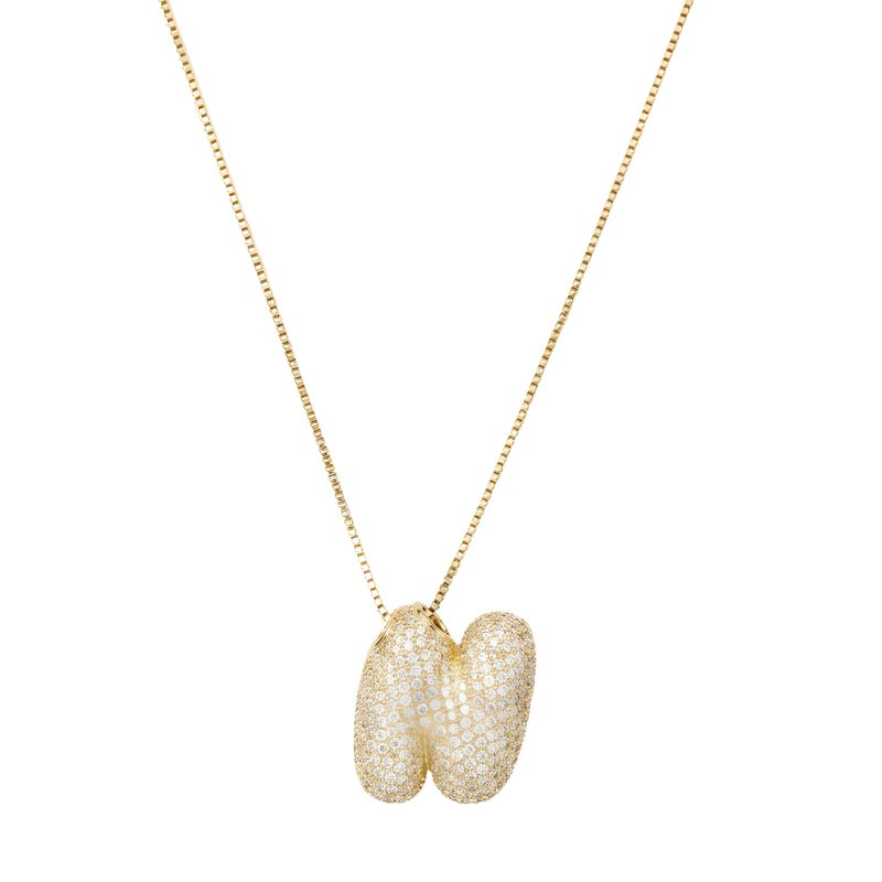 Bubble pave initial necklace - 18k gold plated N