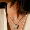 Bubble pave initial necklace - 18k gold plated