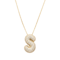 Bubble pave initial necklace - 18k gold plated