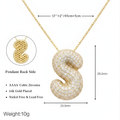 Bubble pave initial necklace - 18k gold plated
