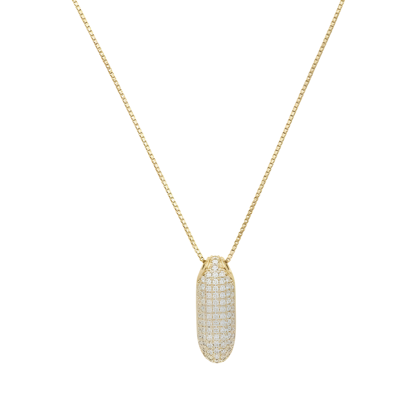 Bubble pave initial necklace - 18k gold plated I