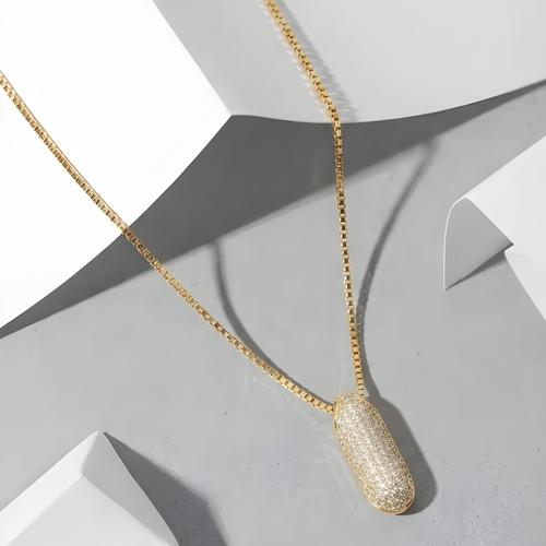 Bubble pave initial necklace - 18k gold plated