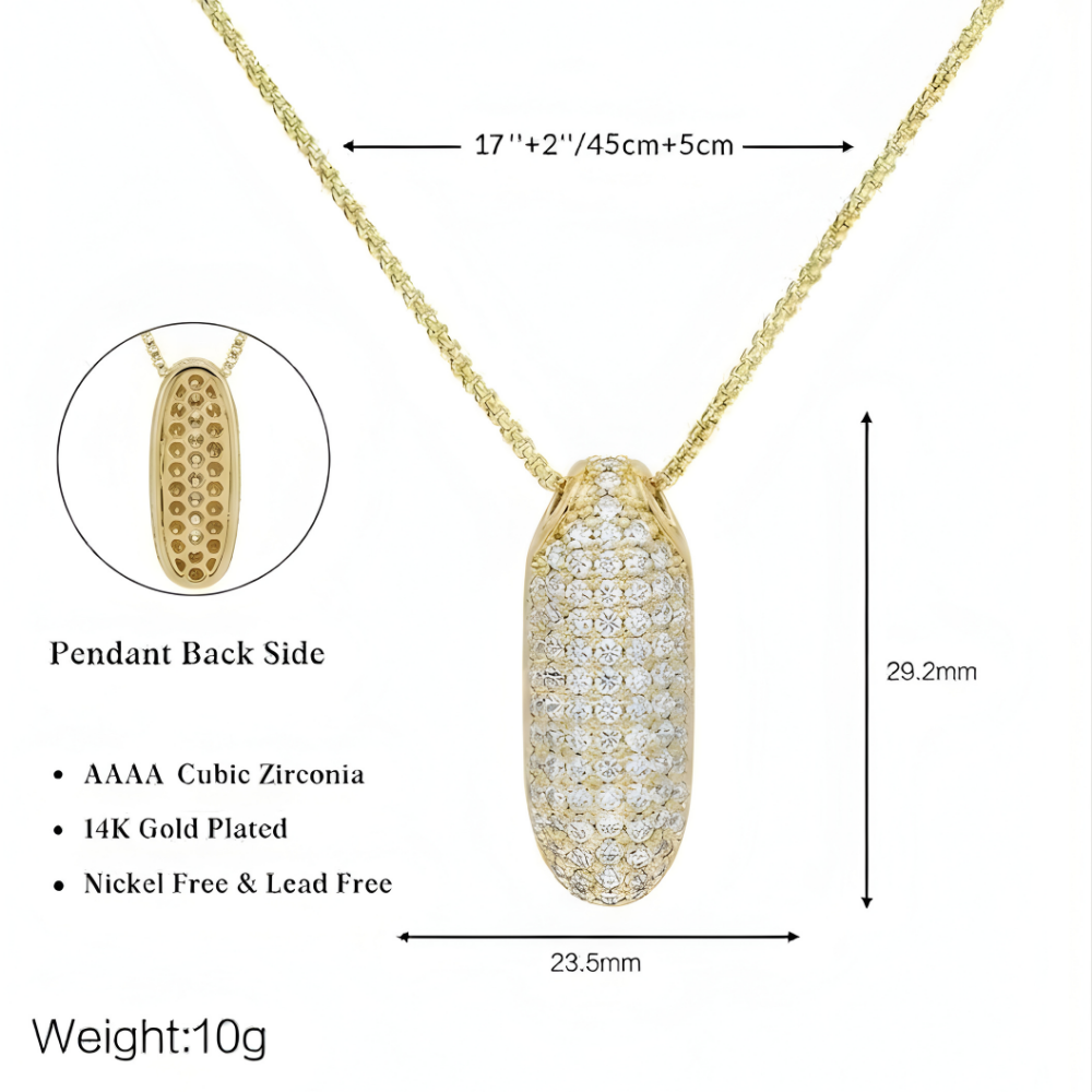 Bubble pave initial necklace - 18k gold plated