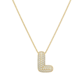 Bubble pave initial necklace - 18k gold plated