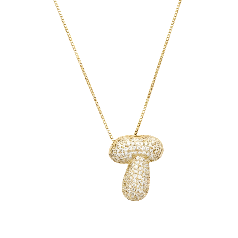 Bubble pave initial necklace - 18k gold plated T