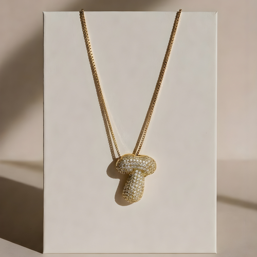 Bubble pave initial necklace - 18k gold plated
