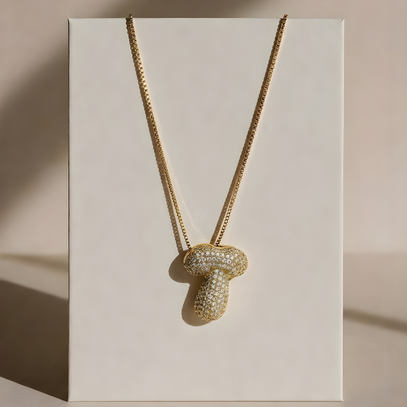 Bubble pave initial necklace - 18k gold plated