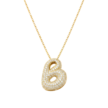 Bubble pave initial necklace - 18k gold plated B