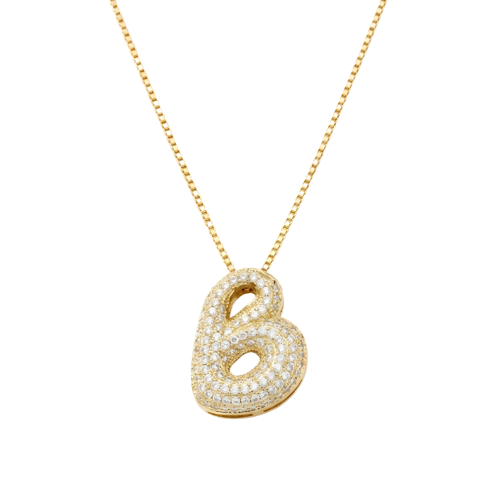 Bubble pave initial necklace - 18k gold plated