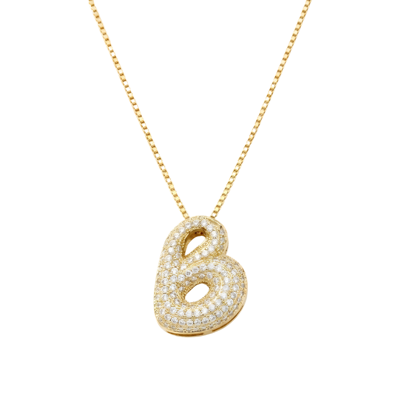 Bubble pave initial necklace - 18k gold plated B