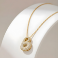 Bubble pave initial necklace - 18k gold plated