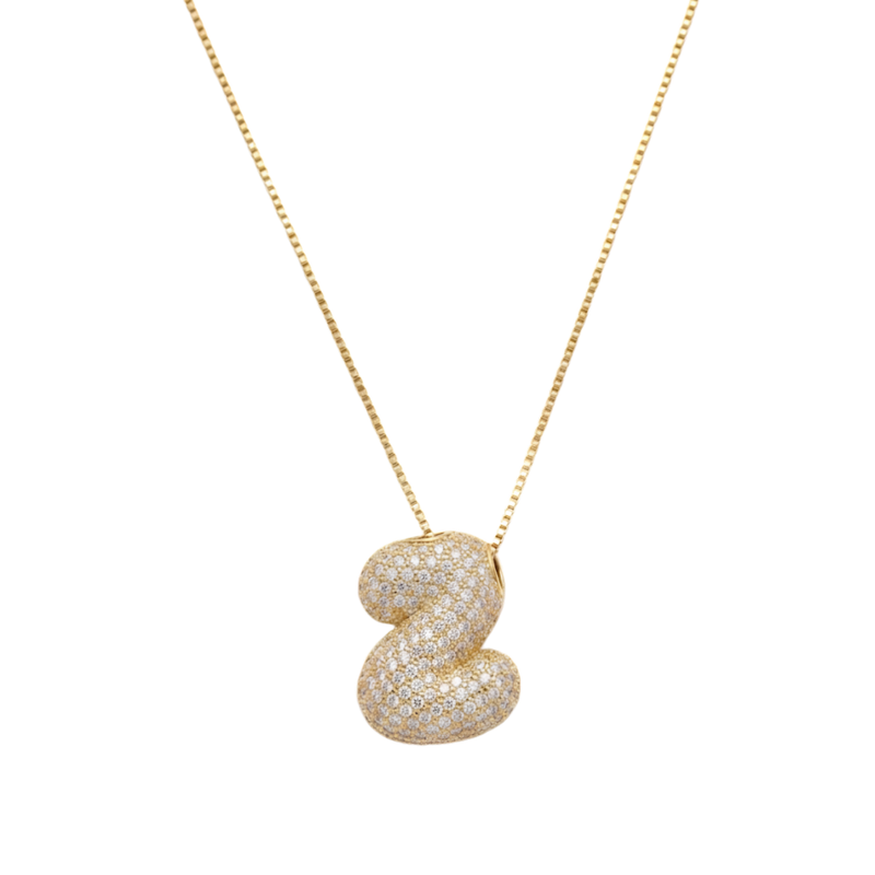 Bubble pave initial necklace - 18k gold plated Z