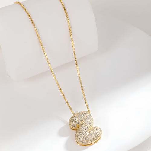 Bubble pave initial necklace - 18k gold plated Z