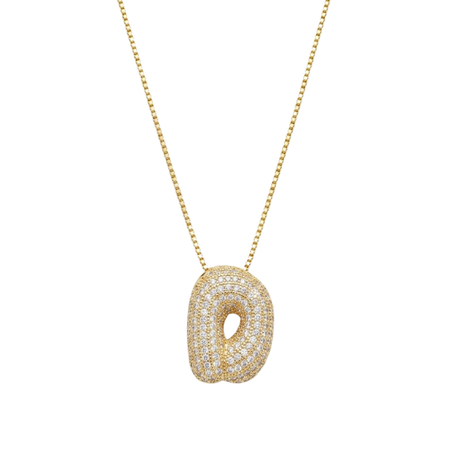 Bubble pave initial necklace - 18k gold plated