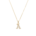 Initial Crown Detail Zirconia Letter Pendant Necklace - 18k Gold Plated