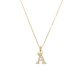 Initial Crown Detail Zirconia Letter Pendant Necklace - 18k Gold Plated