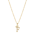 Initial Crown Detail Zirconia Letter Pendant Necklace - 18k Gold Plated