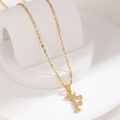 Initial Crown Detail Zirconia Letter Pendant Necklace - 18k Gold Plated