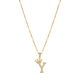 Initial Crown Detail Zirconia Letter Pendant Necklace - 18k Gold Plated