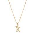 Initial Crown Detail Zirconia Letter Pendant Necklace - 18k Gold Plated