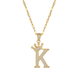 Initial Crown Detail Zirconia Letter Pendant Necklace - 18k Gold Plated