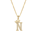 Initial Crown Detail Zirconia Letter Pendant Necklace - 18k Gold Plated