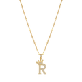 Initial Crown Detail Zirconia Letter Pendant Necklace - 18k Gold Plated