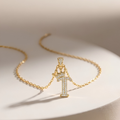 Initial Crown Detail Zirconia Letter Pendant Necklace - 18k Gold Plated