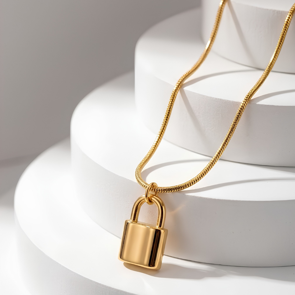 Gold Padlock Necklace