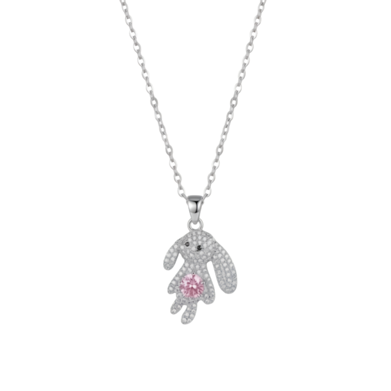 Crystal Bunny Silver Necklace