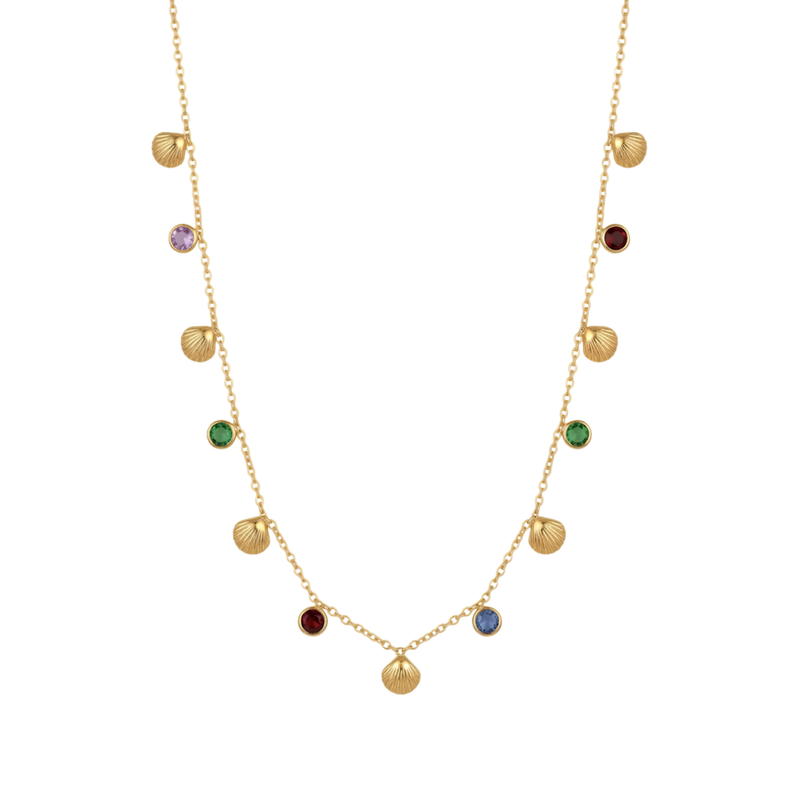 Multiple Rhinestone Shell Charm Necklace