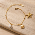 Starfish Shell Pearl Multi Charm Bracelet