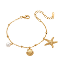 Starfish Shell Pearl Multi Charm Bracelet