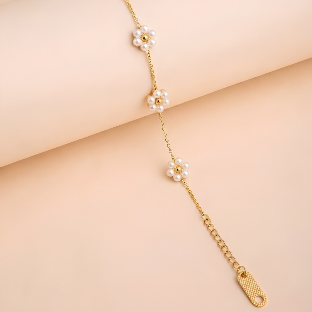 Pearl Flower Charm Bracelet