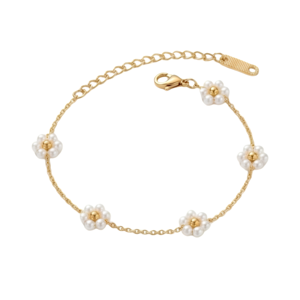 Pearl Flower Charm Bracelet