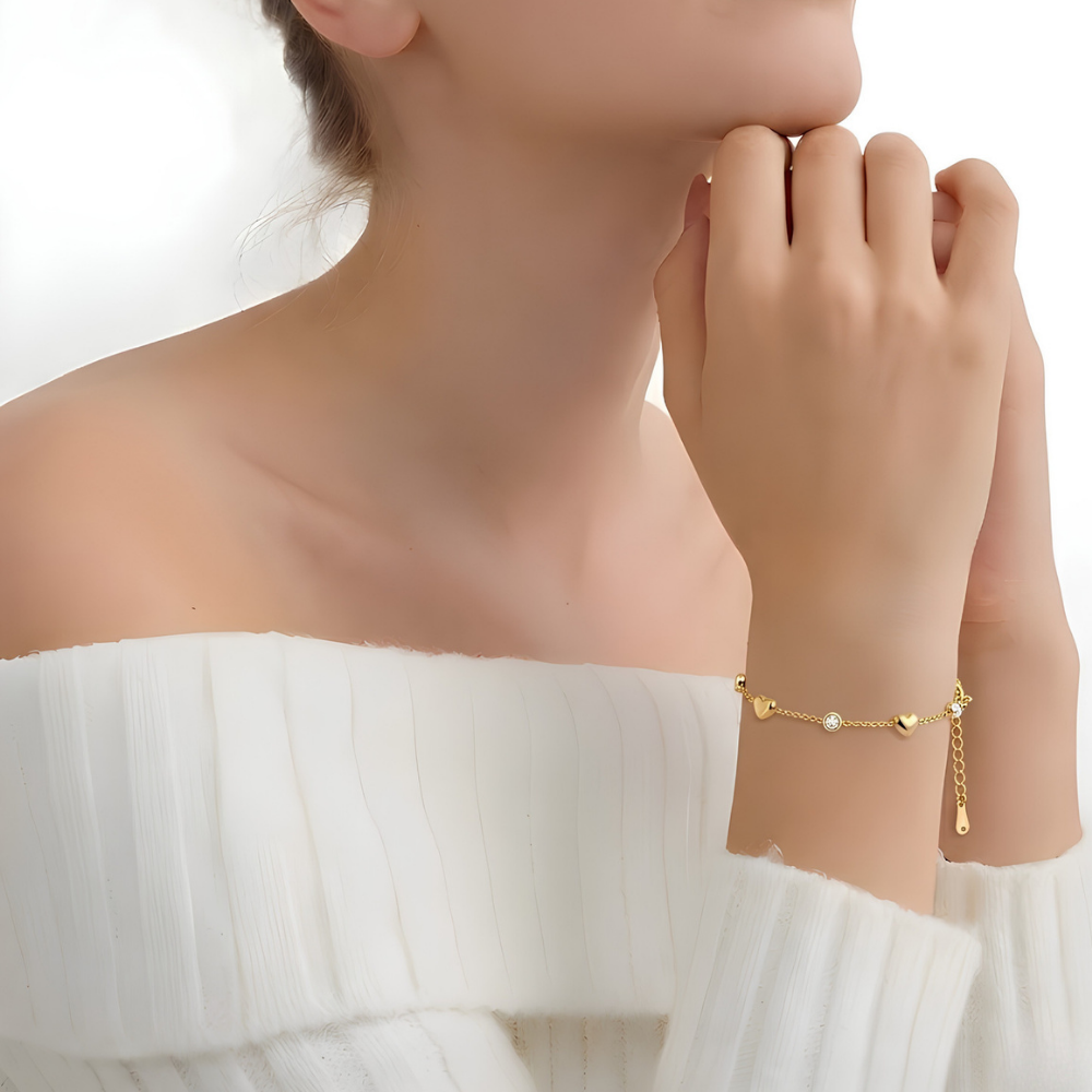 Heart Zirconia Charm Bracelet