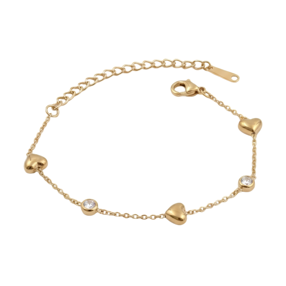 Heart Zirconia Charm Bracelet