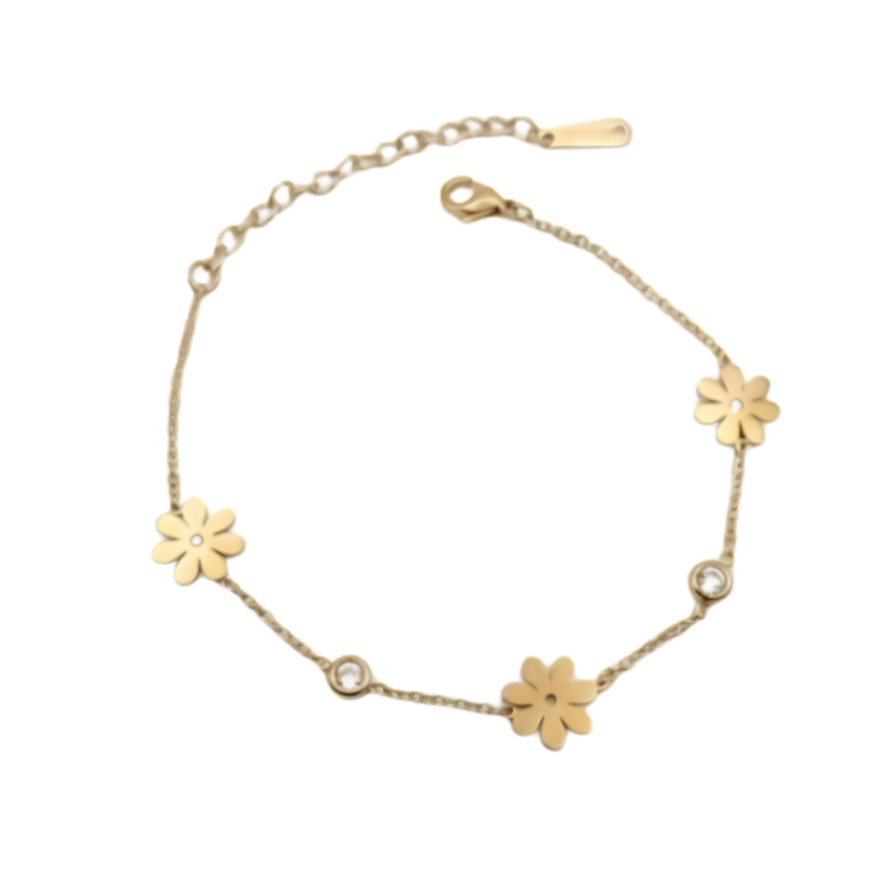 Daisy Flower Zirconia Charm Bracelet
