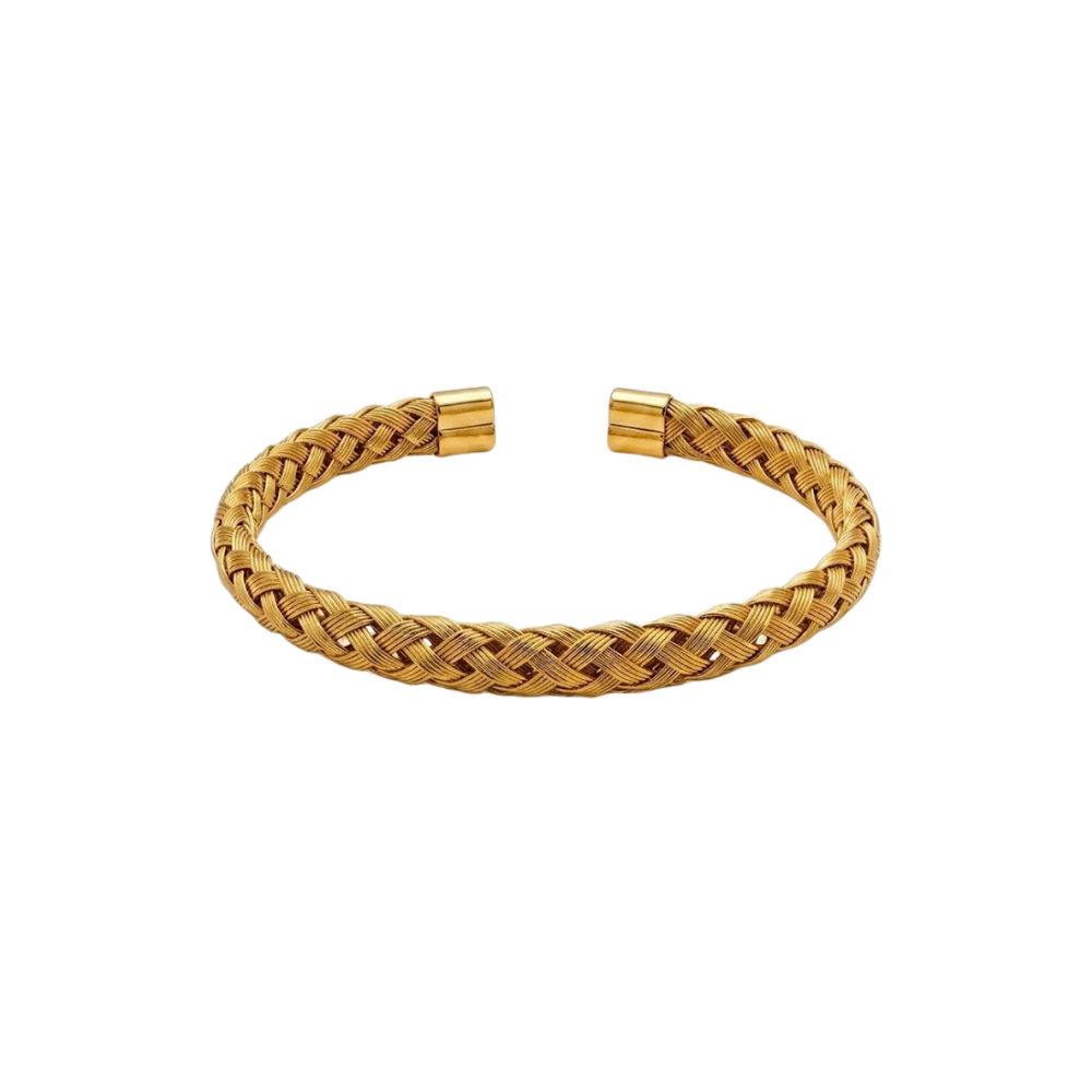 Golden Braided Weave Bangle