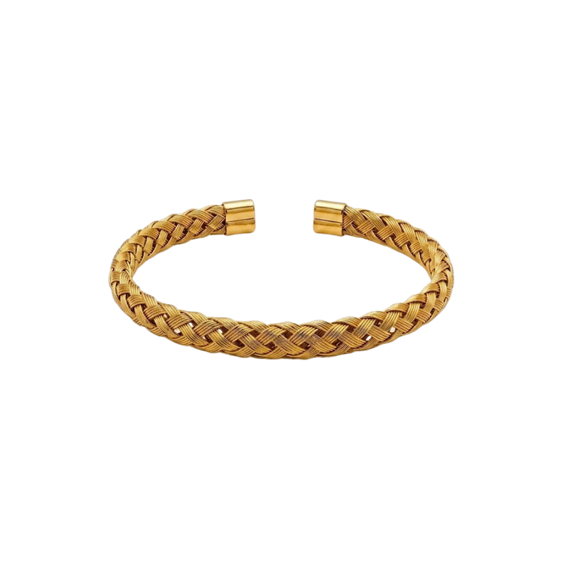 Golden Braided Weave Bangle