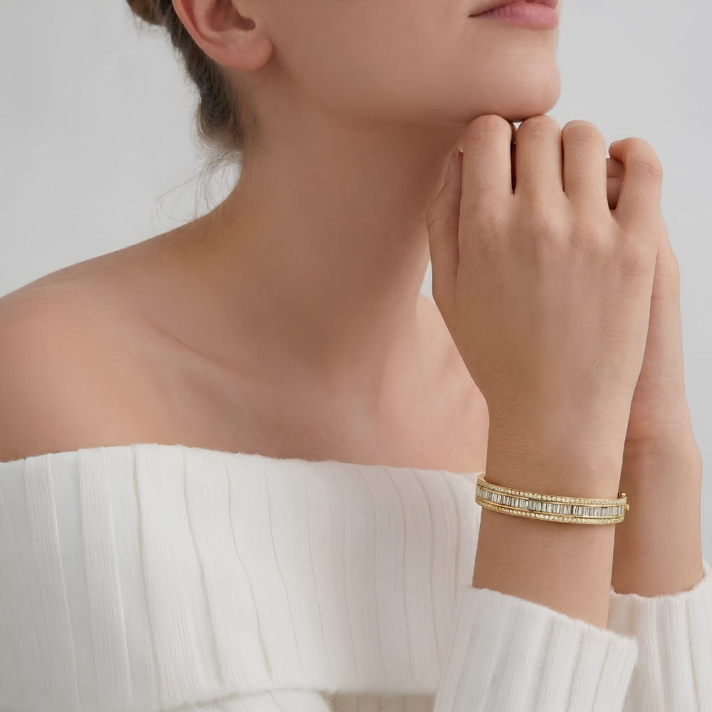 Baguette Pave Stone Bangle