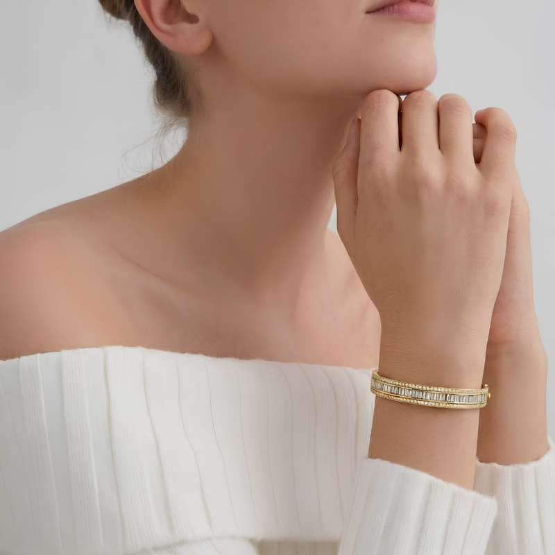 Baguette Pave Stone Bangle