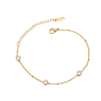 Bezel Stone Ball chain Bracelet