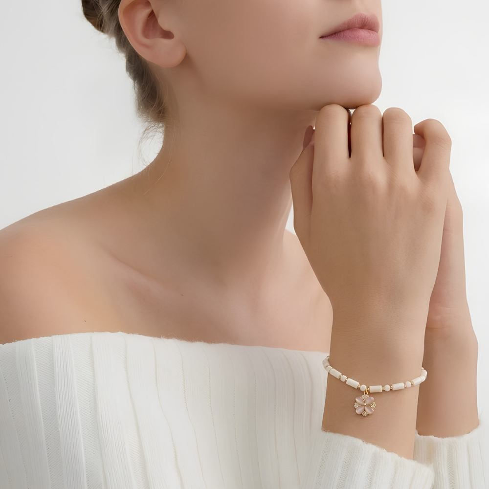 Pearl Floral Charm Bracelet