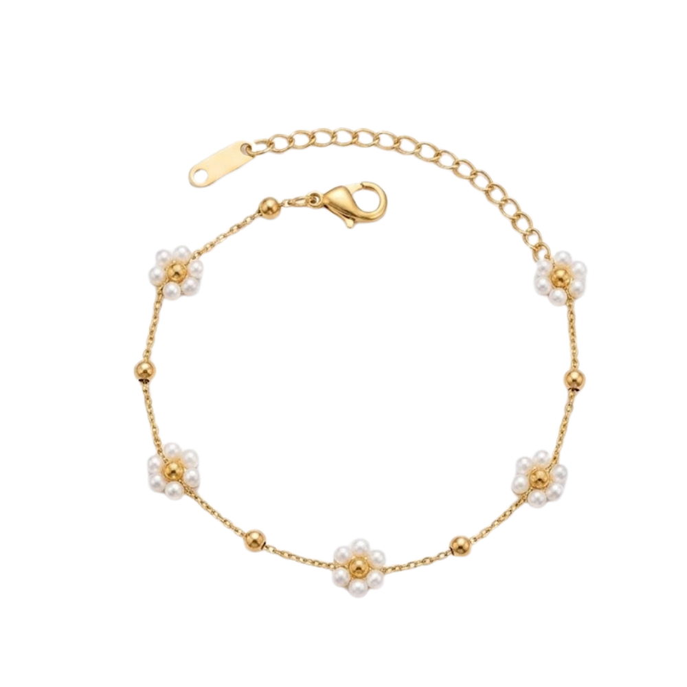 Pearl Flower Gold Bracelet