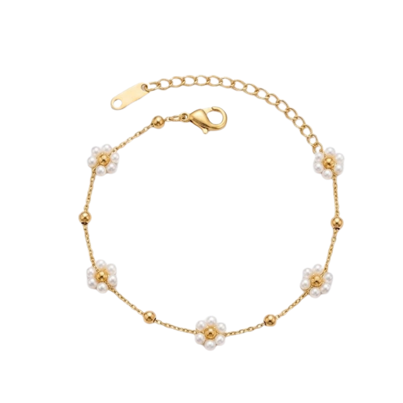 Pearl Flower Gold Bracelet